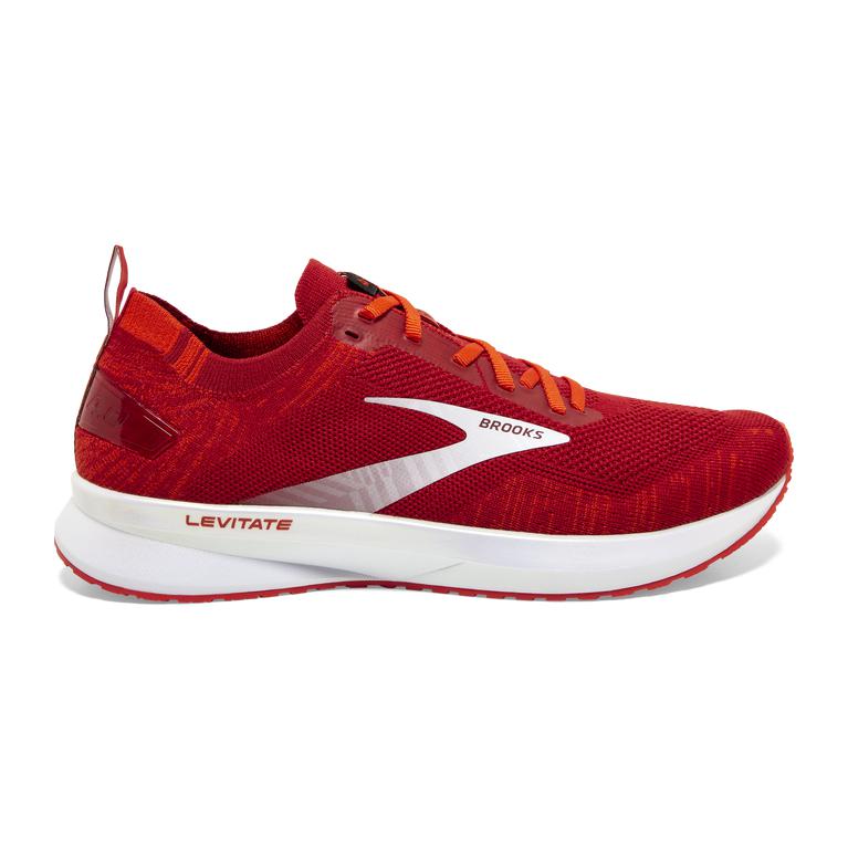 Brooks Levitate 4 Road Running Shoes - Men's - Red/Cherry Tomato/White (42139-CEAF)